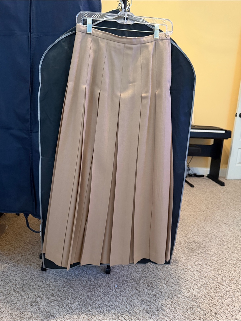 Talbots Wool Taupe Pleated Maxi Skirt